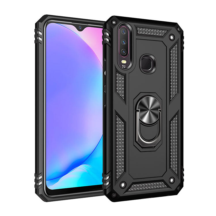 MOBILOVE Back Cover for Vivo Y17 Y15 Y12 U10 Dual Layer Hybrid  Armor Defender Case with 360 Degree Metal Finger Ring (Rugged Armor)