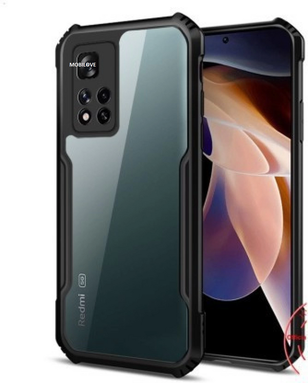 MOBILOVE Back Cover Case for Xiaomi 11i 5G | 11i HyperCharge 5G | Four Corner Hybrid Soft PC Anti Clear Gel TPU Bumper Case [Complete Camera Protection] [Anti-Slip] [Shock Proof] [Scratch Resistant] (Black | Transparent)