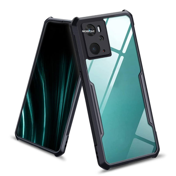 MOBILOVE Back Cover Case for Oppo K10 4G | Four Corner Hybrid Soft PC Anti Clear Gel TPU Bumper Case [Complete Camera Protection] [Anti-Slip] [Shock Proof] [Scratch Resistant] (Black | Transparent)