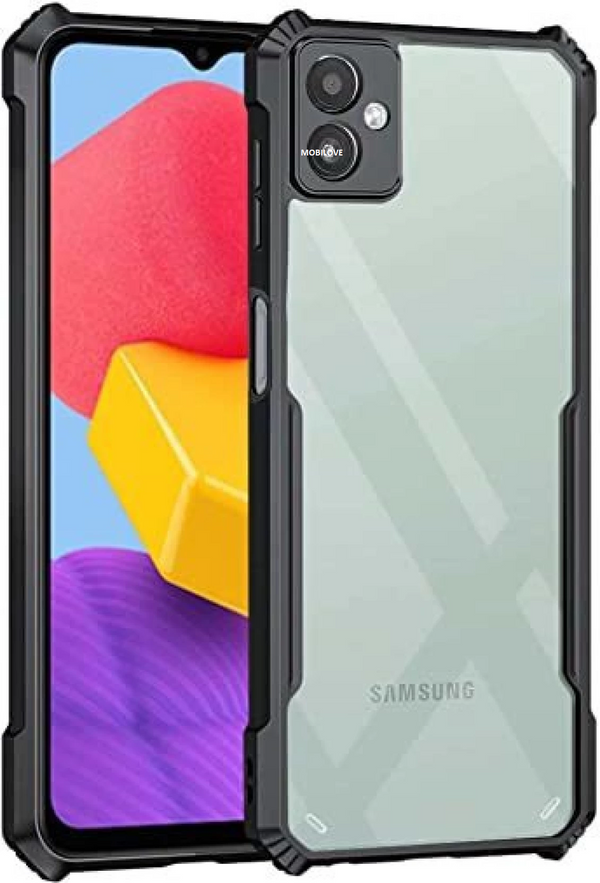 MOBILOVE Back Cover Case for Samsung Galaxy M13 5G | Four Corner Hybrid Soft PC Anti Clear Gel TPU Bumper Case [Complete Camera Protection] [Anti-Slip] [Shock Proof] [Scratch Resistant] (Black | Transparent)