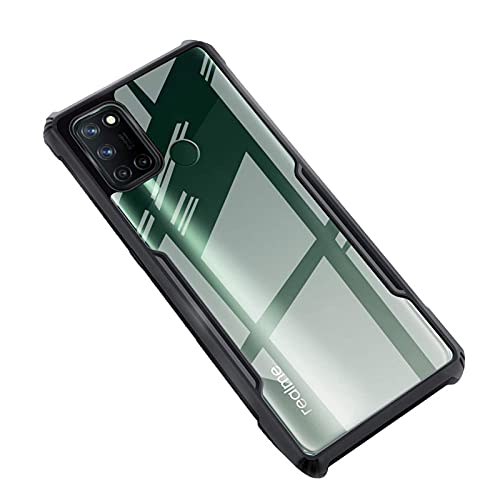 MOBILOVE Back Cover for Realme 7i | Realme C17 | Four Corner Hybrid Soft PC Anti Clear Gel TPU Bumper Case [Anti-Slip] [Shock Proof] [Scratch Resistant] (Black | Transparent)