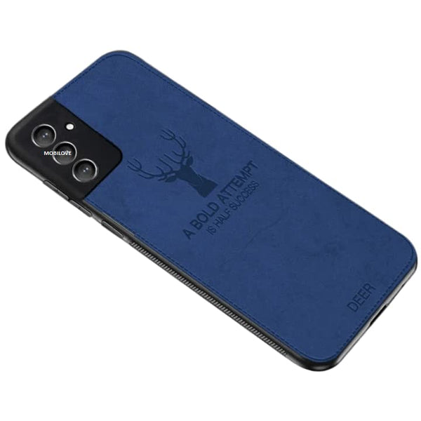 MOBILOVE Deer Pattern Cloth Texture Leather Finish Soft Fabric Case Hybrid Protective Case with Camera Protection for | Samsung Galaxy S21 FE 5G