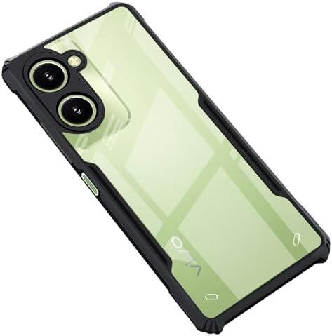 MOBILOVE Shockproof Crystal Clear Back Cover Case for iQOO Z9 Lite | Vivo T3 Lite 5G | Y18 | Y18e | Y03 | 360 Degree Protection | Hybrid Soft PC Anti Clear Gel TPU Bumper Case (Black)