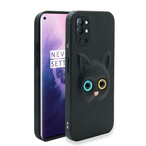 MOBILOVE Back Cover for OnePlus 9R 5G | Cute Cat Kitty Slim Soft PU Leather Case | 3D Effect with Colored Eye and Camera Protection