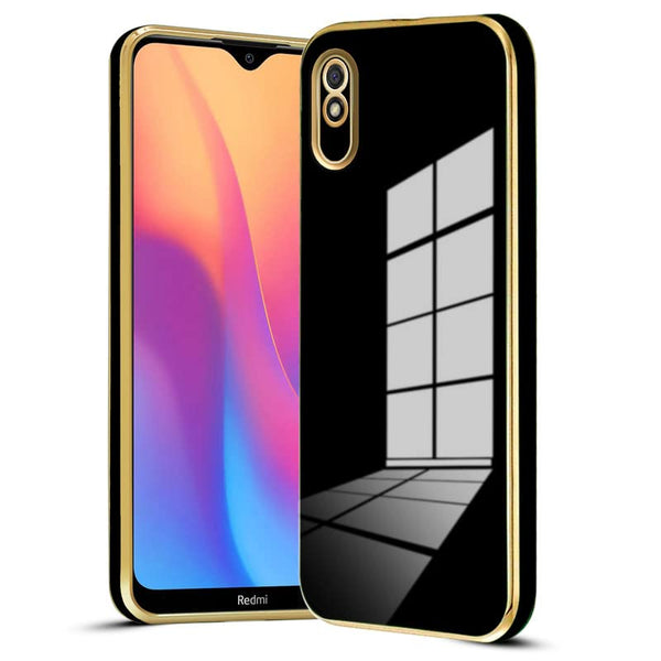 MOBILOVE Back Cover Case for Redmi 9A | Luxury 6D Chrome Design | Shockproof Slim Soft TPU | Raised Lips for Camera & Screen Protection | Stylish Back Cover Case