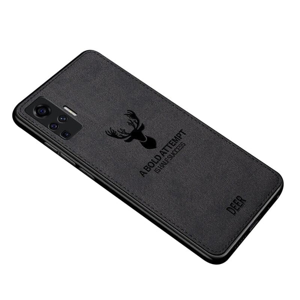 MOBILOVE Deer Pattern Cloth Texture Leather Finish Soft Fabric Case Hybrid Protective Case for | Vivo X50 Pro