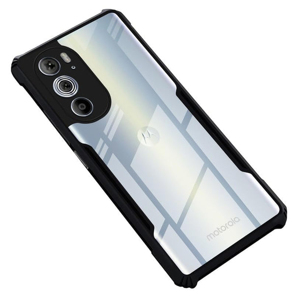 MOBILOVE Shockproof Crystal Clear Back Cover Case for Motorola Moto Edge 30 Pro 5G | 360 Degree Protection | Protective Design | Hybrid Soft PC Anti Clear Gel TPU Bumper Case (Black)