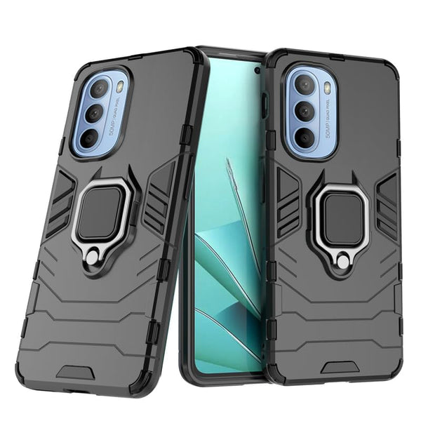 MOBILOVE Back Cover for Motorola Moto G31 | Rotating Ring Holder & Kickstand in-Built | Dual Layer Military Grade Drop Protection | 360 Degree Protection Case