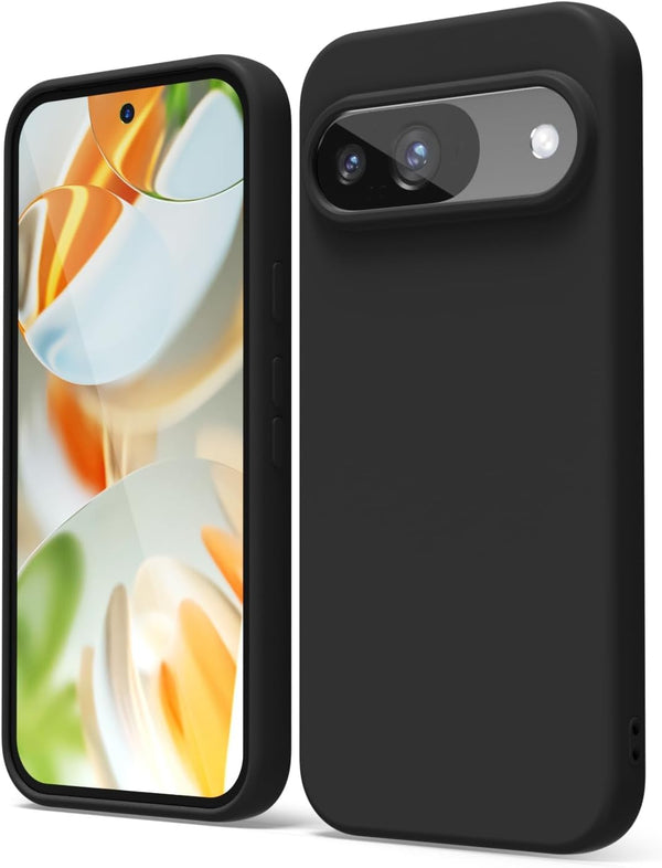 MOBILOVE Back Cover Case for Google Pixel 9 | Pixel 9 Pro | Pure Liquid Soft Matte Silicone Case with Logo and Comes with Camera and Screen Protection