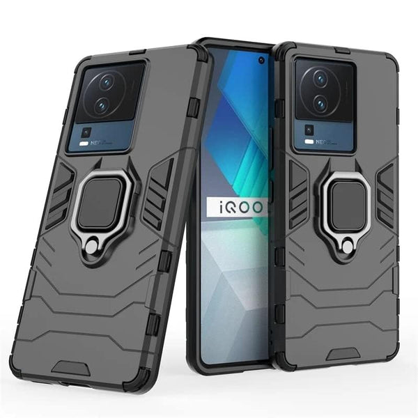 MOBILOVE Back Cover for iQOO Neo 7 | Neo 7 Pro 5G | Rotating Ring Holder & Kickstand in-Built | Dual Layer Military Grade Drop Protection | 360 Degree Protection Case