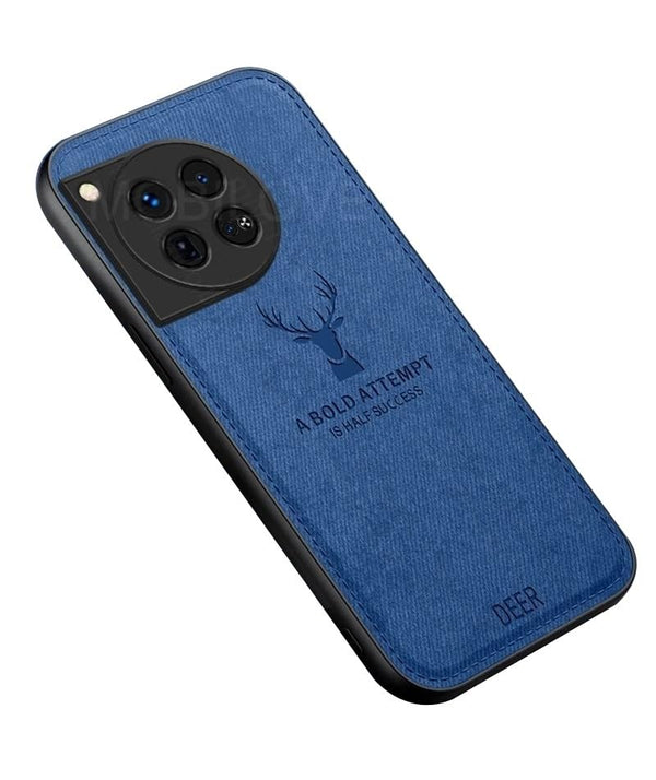 MOBILOVE Deer Pattern Cloth Texture Leather Finish Soft Fabric Case Hybrid Protective Case with Camera Protection for | OnePlus 12R 5G