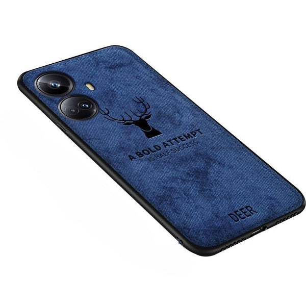 MOBILOVE Deer Pattern Cloth Texture Leather Finish Soft Fabric Case Hybrid Protective Case with Camera Protection for | Realme 10 Pro Plus 5G