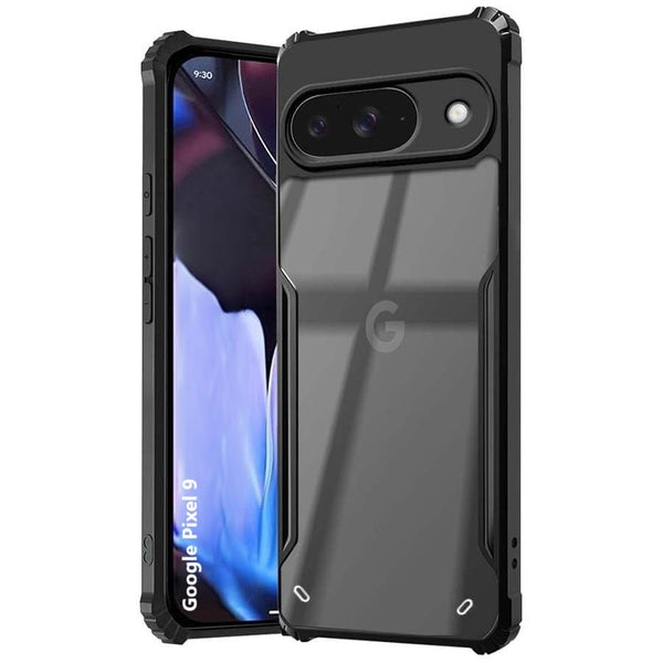 MOBILOVE Shockproof Crystal Clear Back Cover Case for Google Pixel 9 | 360 Degree Protection | Hybrid Soft PC Anti Clear Gel TPU Bumper Case (Black)
