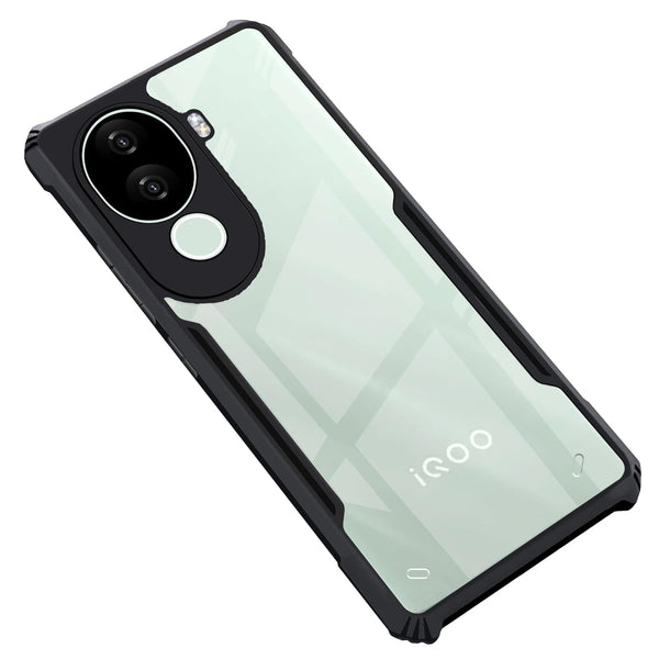 MOBILOVE Shockproof Crystal Clear Back Cover Case for Vivo V40e 5G | iQOO Z9s 5G | 360 Degree Protection | Hybrid Soft PC Anti-Clear Gel TPU Bumper Case (Black)