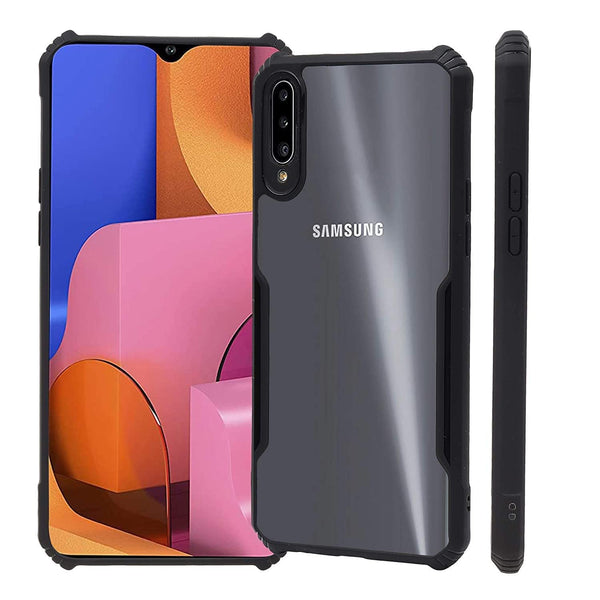 MOBILOVE Back Cover for Samsung Galaxy A70 | A70s | Four Corner Hybrid Soft PC Anti Clear Gel TPU Bumper Case [Anti-Slip] [Shock Proof] [Scratch Resistant] (Black | Transparent)