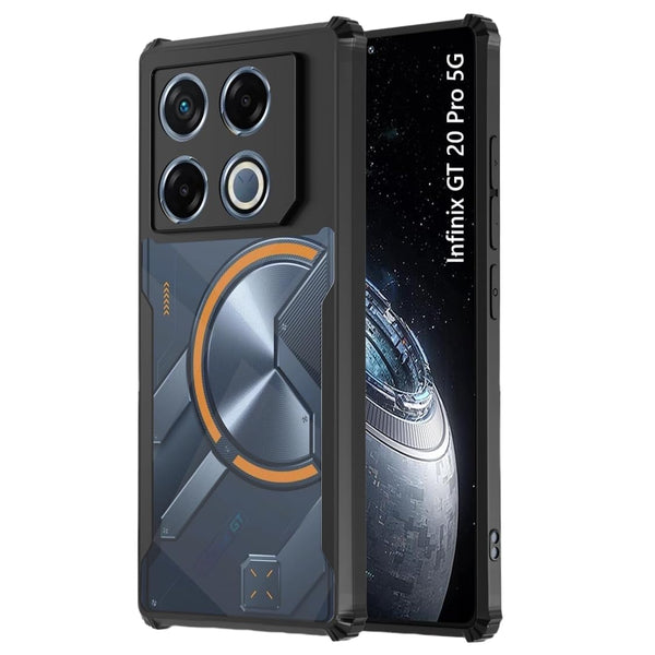 MOBILOVE Shockproof Crystal Clear Back Cover Case for Infinix GT 20 Pro 5G | 360 Degree Protection | Hybrid Soft PC Anti-Clear Gel TPU Bumper Case (Black)