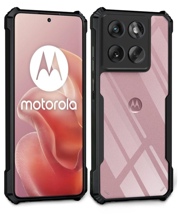 MOBILOVE Shockproof Crystal Clear Back Cover Case for Motorola Moto Edge 60 Fusion 5G | Moto Edge 60 5G | 360 Degree Protection | Hybrid Soft PC Anti-Clear Gel TPU Bumper Case (Black)