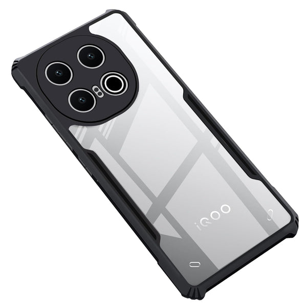 MOBILOVE Shockproof Crystal Clear Back Cover Case for iQOO 13 5G | 360 Degree Protection | Hybrid Soft PC Anti-Clear Gel TPU Bumper Case (Black)