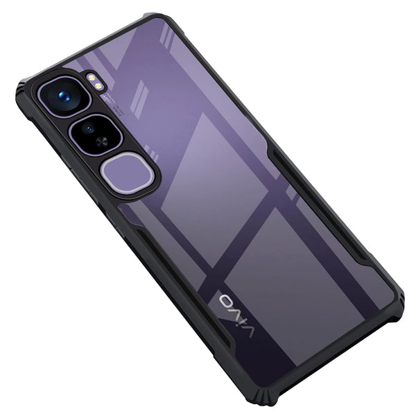 MOBILOVE Shockproof Crystal Clear Back Cover Case for Vivo Y300 5G | 360 Degree Protection | Hybrid Soft PC Anti-Clear Gel TPU Bumper Case (Black)