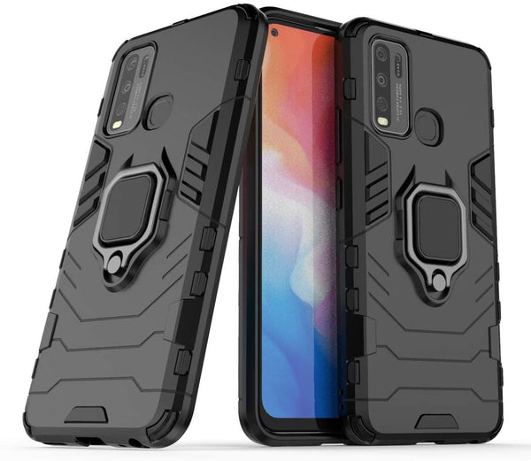 MOBILOVE Back Cover for Vivo Y50 | Vivo Y30 | Rotating Ring Holder & Kickstand in-Built | Dual Layer Military Grade Drop Protection | 360 Degree Protection Case