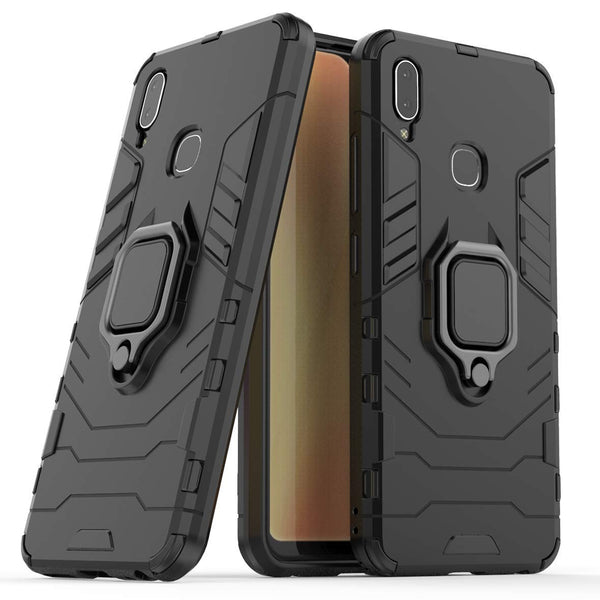 MOBILOVE Back Cover for Vivo V9 | Rotating Ring Holder & Kickstand in-Built | Dual Layer Military Grade Drop Protection | 360 Degree Protection Case