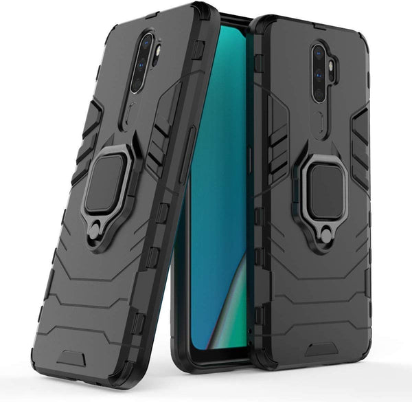 MOBILOVE Back Cover for Oppo A9 (2020) | Oppo A5 (2020) | Rotating Ring Holder & Kickstand in-Built | Dual Layer Military Grade Drop Protection | 360 Degree Protection Case