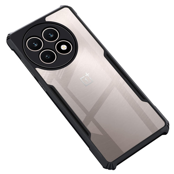 MOBILOVE Shockproof Crystal Clear Back Cover Case for OnePlus 13R 5G | 360 Degree Protection | Hybrid Soft PC Anti-Clear Gel TPU Bumper Case (Black)