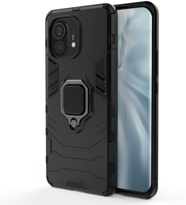 MOBILOVE Back Cover for Mi Redmi 11 Lite | Mi 11 Lite 5G | Mi 11 Lite 5G NE | Rotating Ring Holder & Kickstand in-Built | Dual Layer Military Grade Drop Protection | 360 Degree Protection Case