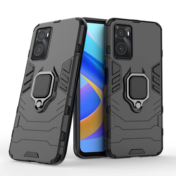 MOBILOVE Back Cover for Realme 9i | Rotating Ring Holder & Kickstand in-Built | Dual Layer Military Grade Drop Protection | 360 Degree Protection Case