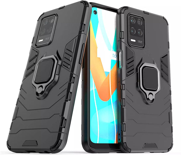 MOBILOVE Back Cover for Realme 8 5G | 8s 5G | Narzo 30 5G | Rotating Ring Holder & Kickstand in-Built | Dual Layer Military Grade Drop Protection | 360 Degree Protection Case