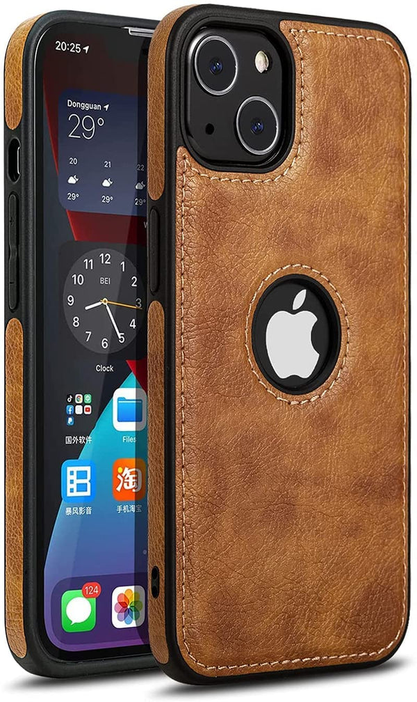 MOBILOVE PU Leather Flexible Soft Logo View Back Case Cover Comes with Camera & Screen Protection for | iPhone 13 Mini