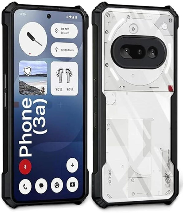 MOBILOVE Shockproof Crystal Clear Back Cover Case for Nothing Phone 3a 5G | 360 Degree Protection | Hybrid Soft PC Anti-Clear Gel TPU Bumper Case (Black)