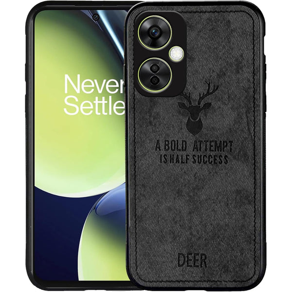 MOBILOVE Deer Pattern Cloth Texture Leather Finish Soft Shockproof Fabric Hybrid Protective Case for | OnePlus Nord CE 3 Lite 5G