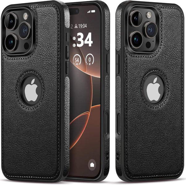 MOBILOVE PU Leather Flexible Soft Logo View Back Case Cover Comes with Camera & Screen Protection for | iPhone 16 Pro