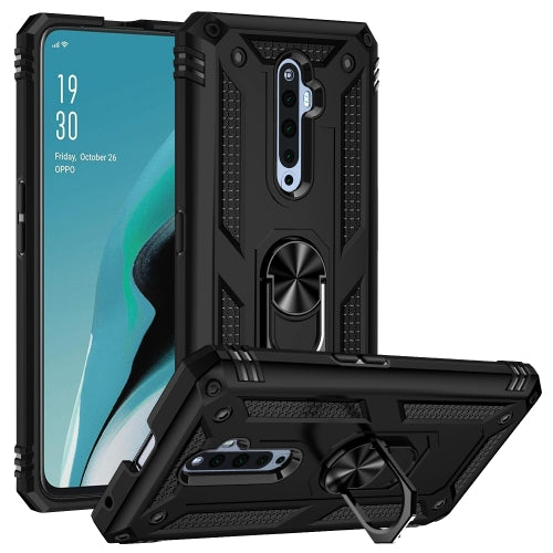 MOBILOVE Back Cover for Oppo Reno 2z | Reno 2F | Dual Layer Hybrid Armor Defender Case with 360 Degree Metal Finger Ring (Rugged Armor)