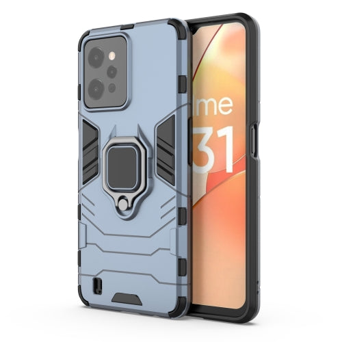 MOBILOVE Back Cover for Realme C31 | Rotating Ring Holder & Kickstand in-Built | Dual Layer Military Grade Drop Protection | 360 Degree Protection Case