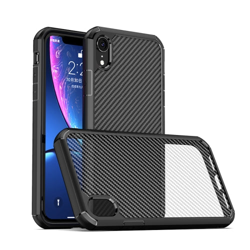 MOBILOVE Back Cover for Apple iPhone XR | Luxury Carbon Fiber Skin Translucent PC TPU Rugged Military Grade Drop Protection (Black)