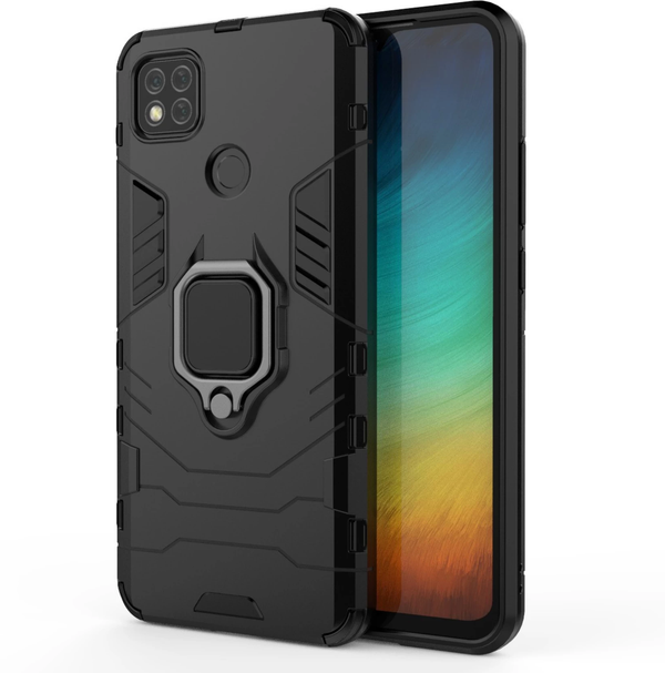 MOBILOVE Back Cover for Mi Redmi 9 | 9 Activ | 9C | Rotating Ring Holder & Kickstand in-Built | Dual Layer Military Grade Drop Protection | 360 Degree Protection Case