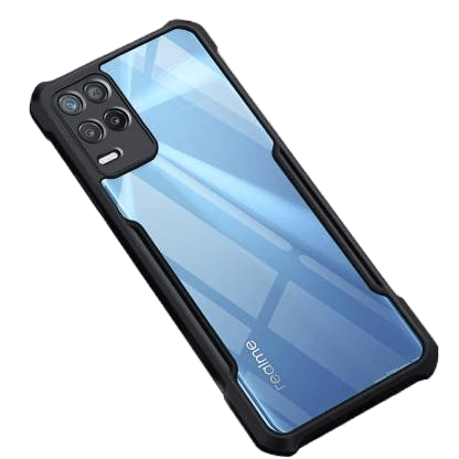 MOBILOVE Back Cover for Realme 8i | Four Corner Hybrid Soft PC Anti Clear Gel TPU Bumper Case [Anti-Slip] [Shock Proof] [Scratch Resistant] (Black | Transparent)