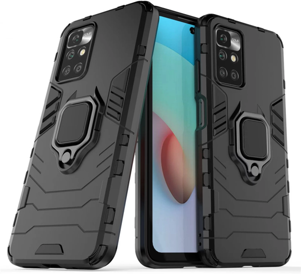 MOBILOVE Back Cover for Redmi 10 Prime | Rotating Ring Holder & Kickstand in-Built | Dual Layer Military Grade Drop Protection | 360 Degree Protection Case