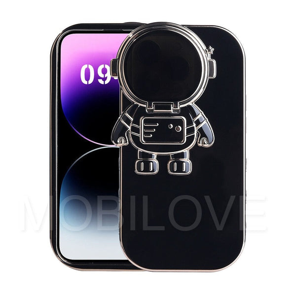 MOBILOVE Back Cover Case for Apple iPhone 14 Pro Max | Stylish Cute Astronaut 6D Electroplated Soft Silicone TPU Case With Hidden Stand