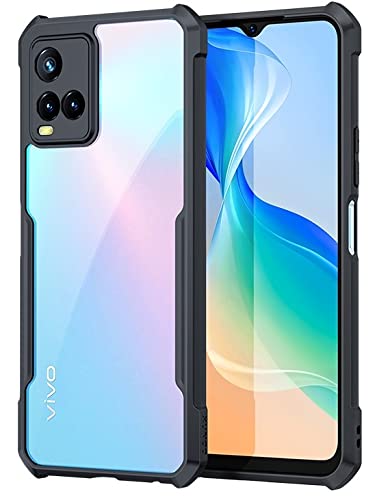 MOBILOVE Back Cover for Vivo Y21 | Vivo Y21s | Vivo Y33s | Four Corner Hybrid Soft PC Anti Clear Gel TPU Bumper Case [Anti-Slip] [Shock Proof] [Scratch Resistant] (Black | Transparent)