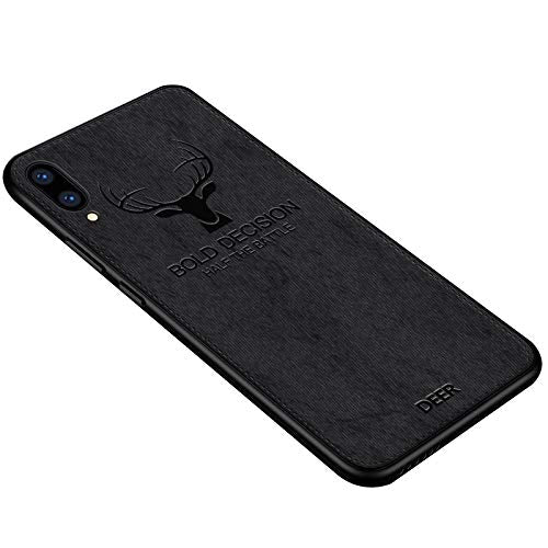 MOBILOVE Deer Pattern Cloth Texture Leather Finish Soft Fabric Case Hybrid Protective Case with Camera Protection for | Samsung Galaxy M10