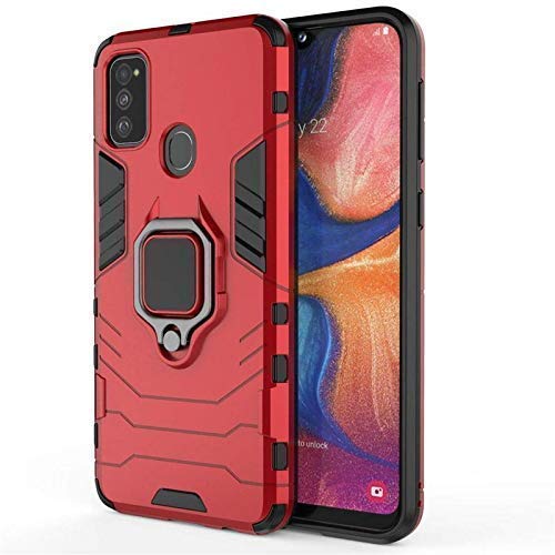 MOBILOVE Back Cover for Samsung Galaxy M30s | M21 | M21 2021 Edition | Rotating Ring Holder & Kickstand in-Built | Dual Layer Military Grade Drop Protection | 360 Degree Protection Case