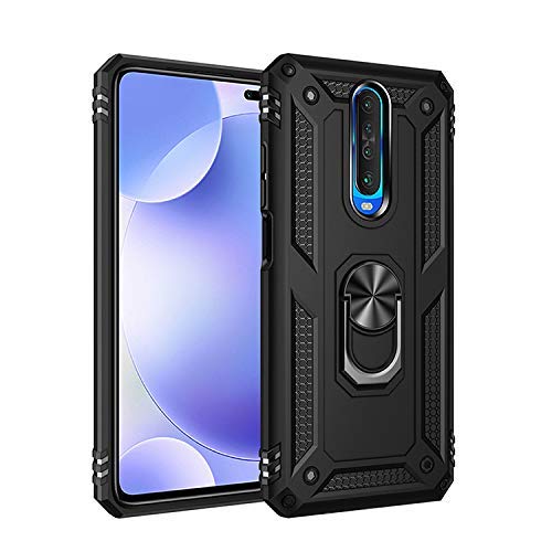 MOBILOVE Back Cover for Poco X2 | Dual Layer Hybrid Armor Defender Case with 360 Degree Metal Finger Ring (Rugged Armor)