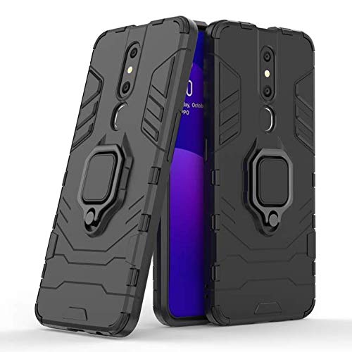 MOBILOVE Back Cover for Oppo F11 Pro | Rotating Ring Holder & Kickstand in-Built | Dual Layer Military Grade Drop Protection | 360 Degree Protection Case