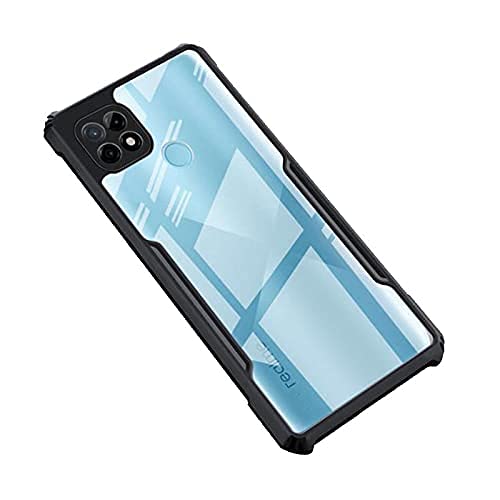 MOBILOVE Back Cover for Realme C15 | C25 | C25s | C12 | Narzo 30A | Narzo 20 | Four Corner Hybrid Soft PC Anti Clear Gel TPU Bumper Case [Anti-Slip] [Shock Proof] [Scratch Resistant] (Black | Transparent)