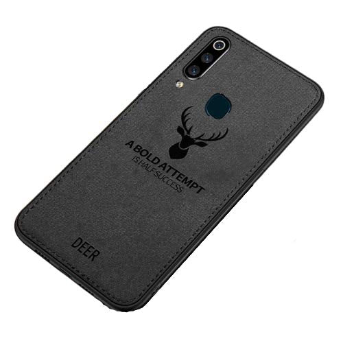 MOBILOVE Deer Pattern Cloth Texture Leather Finish Soft Fabric Case Hybrid Protective Case with Camera Protection for | Vivo Y19 | Vivo U20 | Vivo Y5s