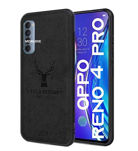 MOBILOVE Deer Pattern Cloth Texture Leather Finish Soft Fabric Case Hybrid Protective Case with Camera Protection for | Oppo Reno 4 Pro