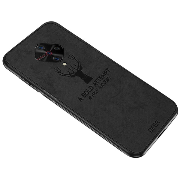 MOBILOVE Deer Pattern Cloth Texture Leather Finish Soft Fabric Case Hybrid Protective Case with Camera Protection for | Vivo S1 Pro